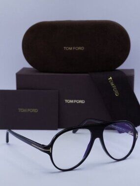 Tom Ford FT5012-B 001 Aviator Eyeglasses 53mm - Black/Blue Light Block